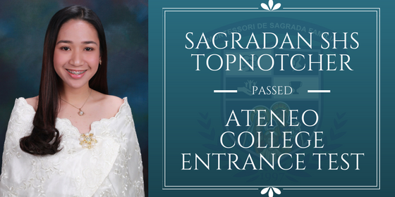Sagradan SHS Topnotcher passed Ateneo College Entrance Test