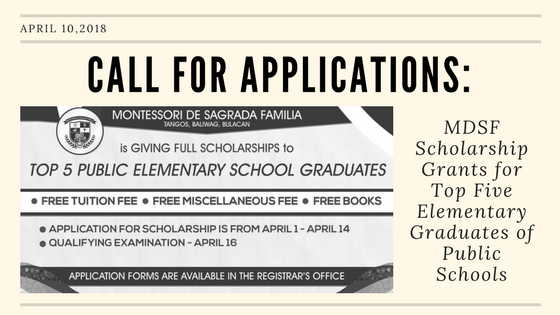 MDSF Scholarship Grants for Top Five Elementary Graduates of Public Schools