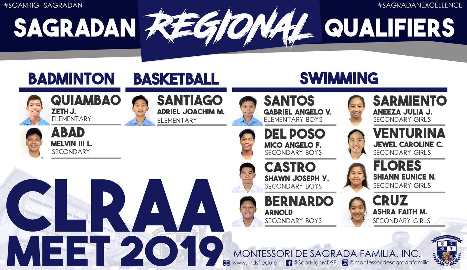 11 Sagradan athletes, all set for CLRAA