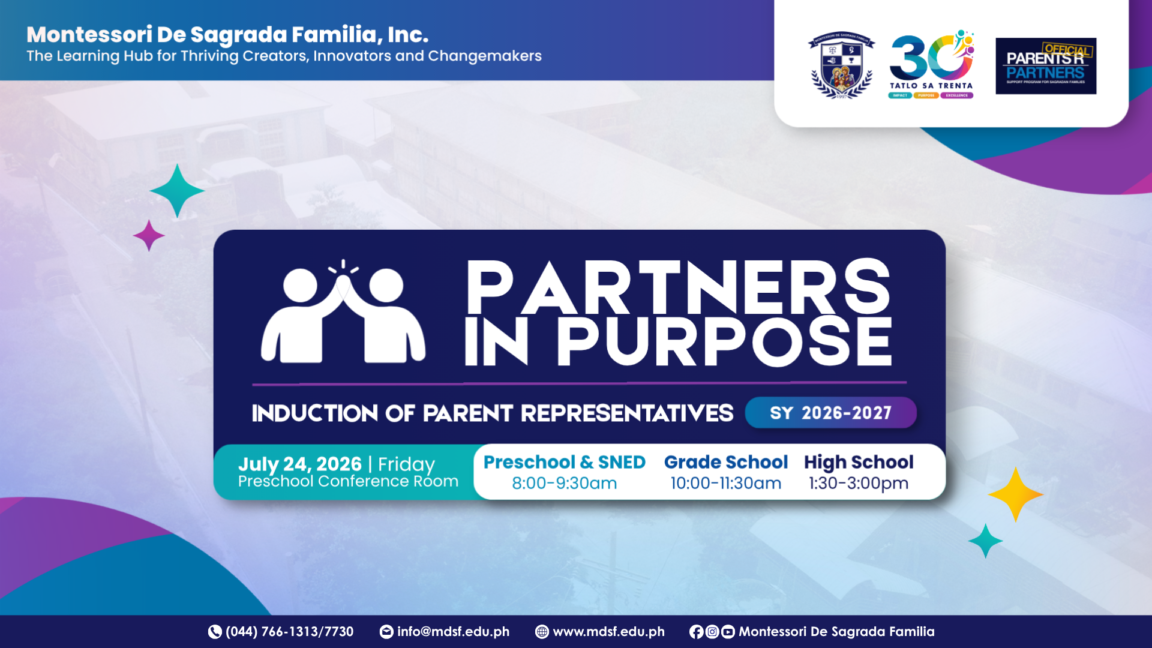 Partners in Purpose: MDSF Inducts Parent Representatives | Montessori De Sagrada Familia, Inc | Tangos, Baliwag, Bulacan Partners in Purpose: MDSF Inducts Parent Representatives | Montessori De Sagrada Familia, Inc | Tangos, Baliwag, Bulacan
